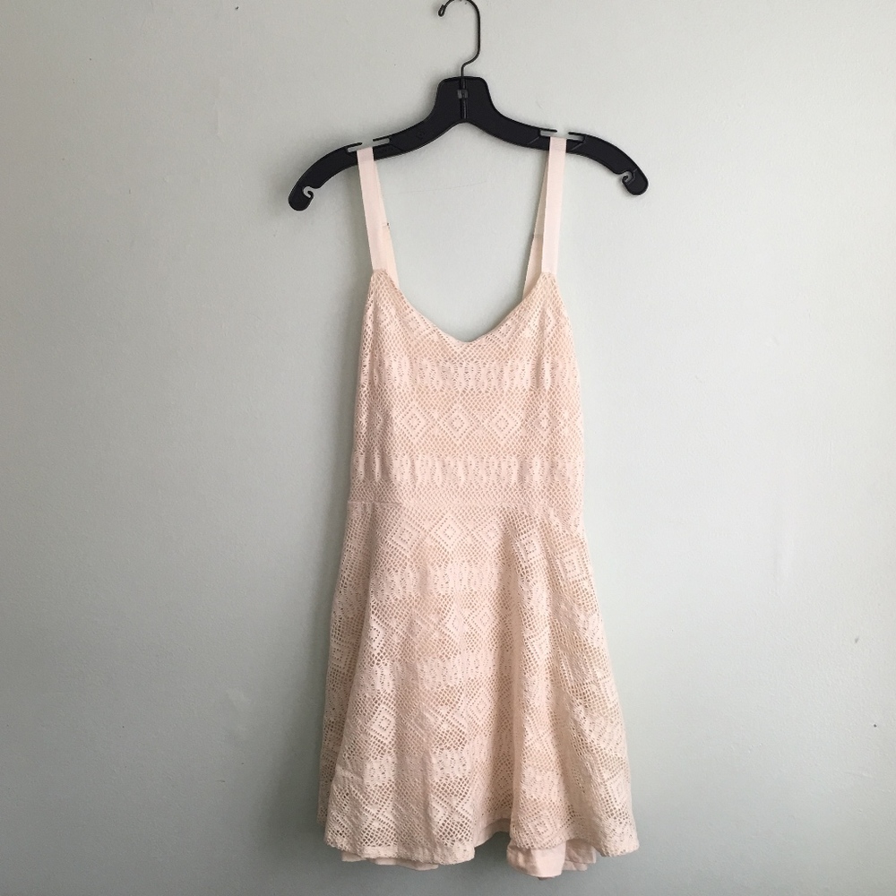 Aqua Bloomingdales Cream Off White Crochet Dress